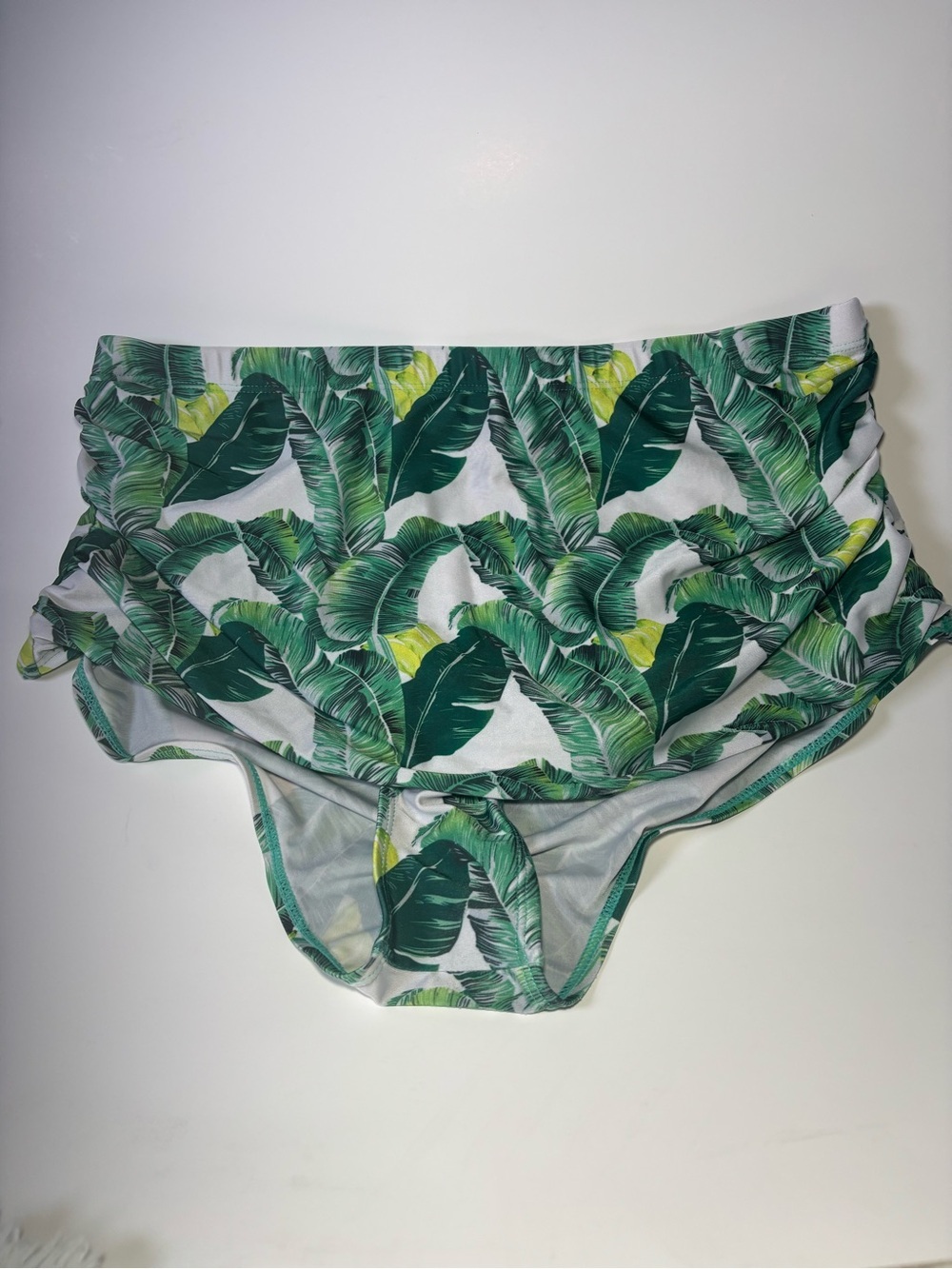 Tropical Palm Leaf High-Waist Bikini Bottoms - Green 1X
